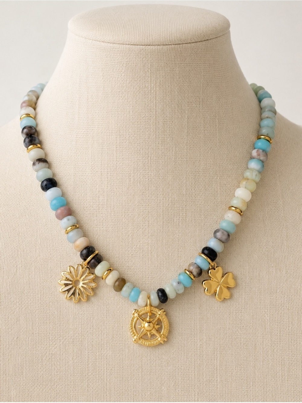 Mayamar Gold Charm Beaded Necklace in Pastel beads (NWT) - Picture 2 of 2